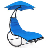 NNECW Hammock Chair with Pillow Canopy Stand Cushion for Outdoor-Navy