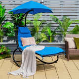 NNECW Hammock Chair with Pillow Canopy Stand Cushion for Outdoor-Navy