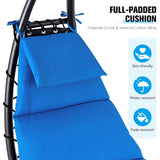 NNECW Hammock Chair with Pillow Canopy Stand Cushion for Outdoor-Navy