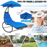 NNECW Hammock Chair with Pillow Canopy Stand Cushion for Outdoor-Navy