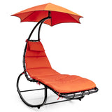 NNECW Hammock Chair with Pillow Canopy Stand Cushion for Outdoor-Orange