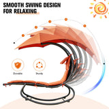 NNECW Hammock Chair with Pillow Canopy Stand Cushion for Outdoor-Orange