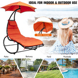 NNECW Hammock Chair with Pillow Canopy Stand Cushion for Outdoor-Orange