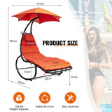 NNECW Hammock Chair with Pillow Canopy Stand Cushion for Outdoor-Orange