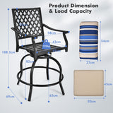 NNECW Set of 2 Outdoor Bar Height Chair with Soft Cushions for Poolside Backyard Garden