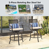 NNECW Set of 2 Outdoor Bar Height Chair with Soft Cushions for Poolside Backyard Garden