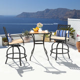 NNECW Set of 2 Outdoor Bar Height Chair with Soft Cushions for Poolside Backyard Garden