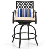 NNECW Set of 2 Outdoor Bar Height Chair with Soft Cushions for Poolside Backyard Garden