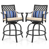 NNECW Set of 2 Outdoor Bar Height Chair with Soft Cushions for Poolside Backyard Garden