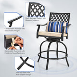 NNECW Set of 2 Outdoor Bar Height Chair with Soft Cushions for Poolside Backyard Garden