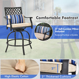 NNECW Set of 2 Outdoor Bar Height Chair with Soft Cushions for Poolside Backyard Garden