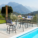 NNECW Set of 2 Outdoor Bar Height Chair with Soft Cushions for Poolside Backyard Garden