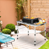 NNECW Folding Camping Table with Iron Mesh Top for Picnic