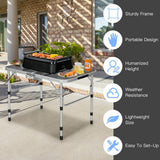 NNECW Folding Camping Table with Iron Mesh Top for Picnic