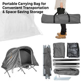 NNECW 4-In-1 Camping Cot Tent for 1 Person to Use-Grey