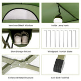 NNECW 2-Person Camping Cot Tent with Waterproof External Cover-Green