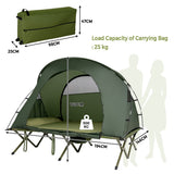 NNECW 2-Person Camping Cot Tent with Waterproof External Cover-Green