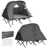 NNECW 2-Person Folding Camping Cot Tent with Waterproof External Cover-Grey