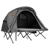 NNECW 2-Person Folding Camping Cot Tent with Waterproof External Cover-Grey