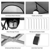 NNECW 2-Person Folding Camping Cot Tent with Waterproof External Cover-Grey