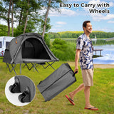 NNECW 2-Person Folding Camping Cot Tent with Waterproof External Cover-Grey