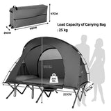 NNECW 2-Person Folding Camping Cot Tent with Waterproof External Cover-Grey
