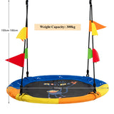 NNECW Monkey Pattern 100cm Flying Saucer Tree Swing with Hanging Straps and Hooks for Playground and Backyard