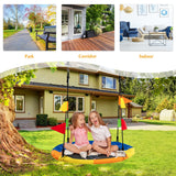 NNECW Monkey Pattern 100cm Flying Saucer Tree Swing with Hanging Straps and Hooks for Playground and Backyard