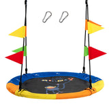 NNECW Monkey Pattern 100cm Flying Saucer Tree Swing with Hanging Straps and Hooks for Playground and Backyard