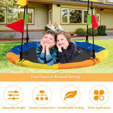 NNECW Monkey Pattern 100cm Flying Saucer Tree Swing with Hanging Straps and Hooks for Playground and Backyard