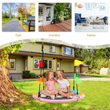NNECW Horse Pattern 100cm Flying Saucer Tree Swing with Hanging Straps and Hooks for Playground and Backyard