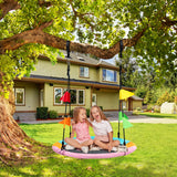 NNECW Horse Pattern 100cm Flying Saucer Tree Swing with Hanging Straps and Hooks for Playground and Backyard