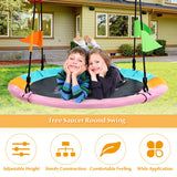 NNECW Horse Pattern 100cm Flying Saucer Tree Swing with Hanging Straps and Hooks for Playground and Backyard