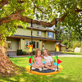 NNECW Dinosaur Pattern 100cm Flying Saucer Tree Swing with Hanging Straps and Hooks for Playground and Backyard