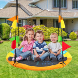 NNECW Dinosaur Pattern 100cm Flying Saucer Tree Swing with Hanging Straps and Hooks for Playground and Backyard