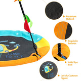 NNECW Dinosaur Pattern 100cm Flying Saucer Tree Swing with Hanging Straps and Hooks for Playground and Backyard