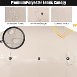 NNECW Double-Sided Patio Umbrella with Hand-Crank System and Enhanced Base for Residential and Commercial Use -Beige