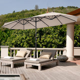 NNECW Double-Sided Patio Umbrella with Hand-Crank System and Enhanced Base for Residential and Commercial Use -Beige