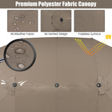 NNECW Double-Sided Patio Umbrella with Hand-Crank System and Enhanced Base for Residential and Commercial Use -Coffee