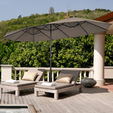NNECW Double-Sided Patio Umbrella with Hand-Crank System and Enhanced Base for Residential and Commercial Use -Coffee
