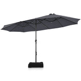 NNECW Double-Sided Patio Umbrella with Hand-Crank System and Enhanced Base for Residential and Commercial Use -Dark Grey