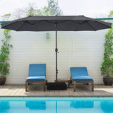 NNECW Double-Sided Patio Umbrella with Hand-Crank System and Enhanced Base for Residential and Commercial Use -Dark Grey