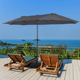 NNECW Double-Sided Patio Umbrella with Hand-Crank System and Enhanced Base for Residential and Commercial Use -Dark Grey