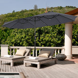 NNECW Double-Sided Patio Umbrella with Hand-Crank System and Enhanced Base for Residential and Commercial Use -Dark Grey