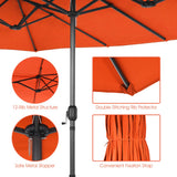 NNECW Double-Sided Patio Umbrella with Hand-Crank System and Enhanced Base for Residential and Commercial Use -Orange