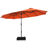 NNECW Double-Sided Patio Umbrella with Hand-Crank System and Enhanced Base for Residential and Commercial Use -Orange