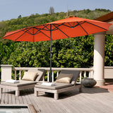 NNECW Double-Sided Patio Umbrella with Hand-Crank System and Enhanced Base for Residential and Commercial Use -Orange