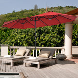 NNECW Double-Sided Patio Umbrella with Hand-Crank System and Enhanced Base for Residential and Commercial Use -Wine