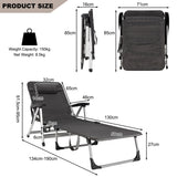 NNECW Adjustable Folding Camping Cot with Weather-resistant Fabric-Gray
