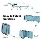 NNECW Adjustable Folding Camping Cot with Weather-resistant Fabric-Blue